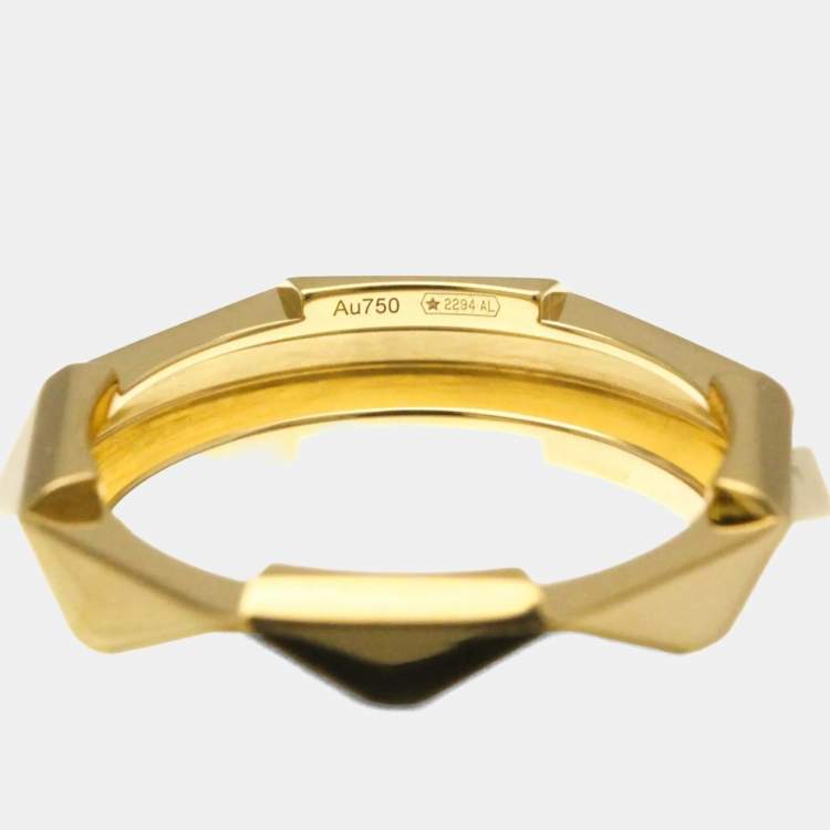 Pre Owned Gucci Link To Love Stud 18K Yellow Gold Fashion Band Ring