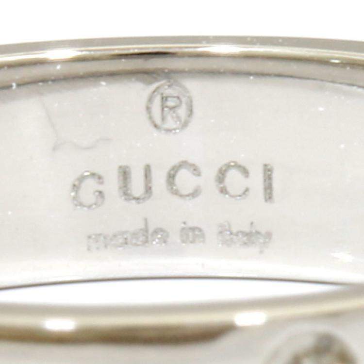 Pre Owned Gucci Icon 18K White Gold Ring Band Size 47