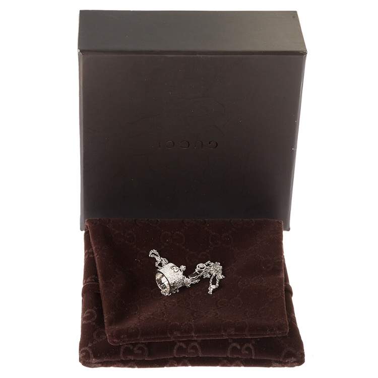 Pre Owned Gucci Icon Stardust Diamond 18K White Gold Pendant Necklace 