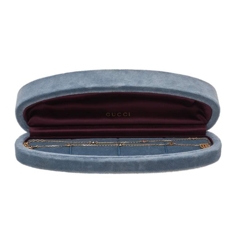 Pre Owned Gucci Multi-Colored Stone 18K Yellow Gold Station Necklace
