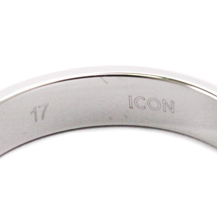 Pre Owned Gucci 18K White Gold Icon Band Ring Size EU 57
