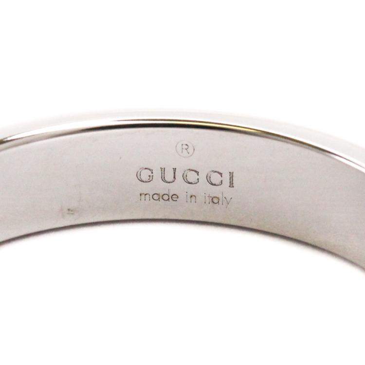 Pre Owned Gucci 18K White Gold Icon Band Ring Size EU 57