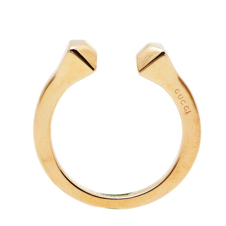 Pre Owned Gucci 18K Yellow Gold Chiodo Ring Size EU 54