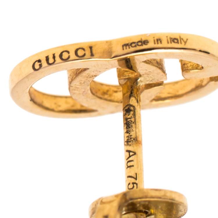Pre Owned Gucci 18K Yellow Gold GG Tissue Stud Earrings