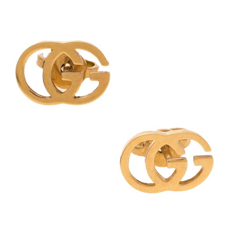 Pre Owned Gucci 18K Yellow Gold GG Tissue Stud Earrings
