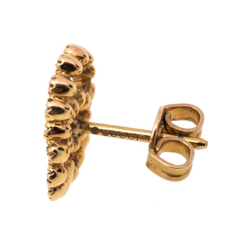 Pre Owned Gucci GG Running Diamond 18K Yellow Gold Stud Earrings
