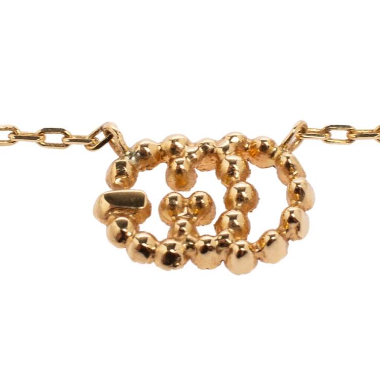 Pre Owned Gucci GG Running Diamond 18k Yellow Gold Station Necklace