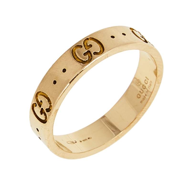 Pre Owned Gucci Icon 18k Rose Gold Band Ring Size 52