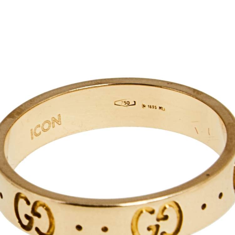 Pre Owned Gucci Icon 18k Rose Gold Band Ring Size 52