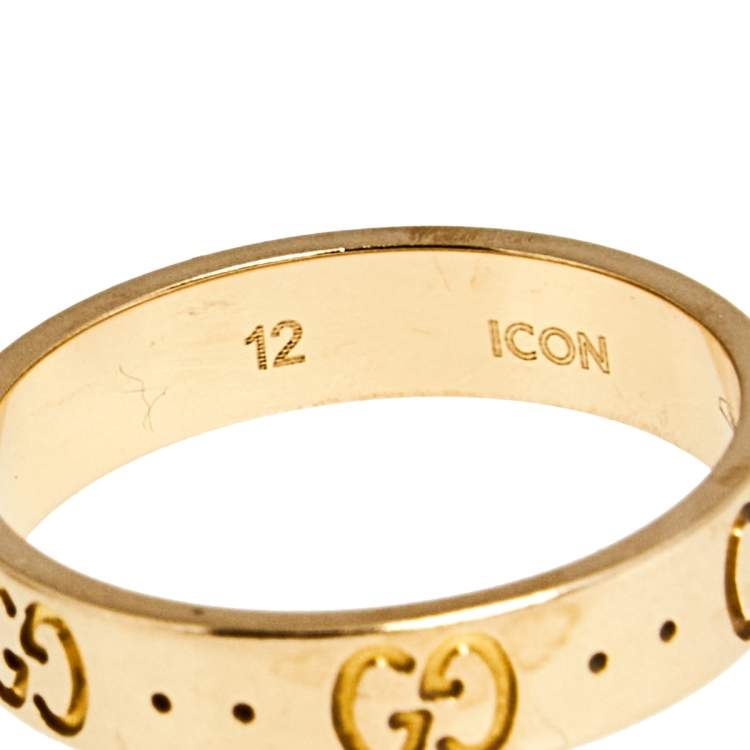 Pre Owned Gucci Icon 18k Rose Gold Band Ring Size 52