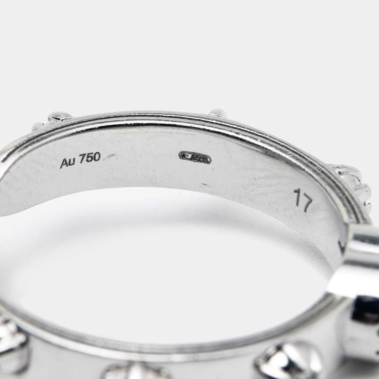 Pre Owned Gucci Flora Diamonds 18k White Gold Ring Size 57