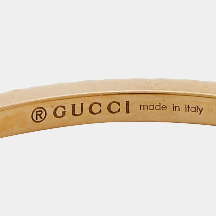 Pre Owned Gucci GG Running 18k Yellow Gold Charm Ring Size 56