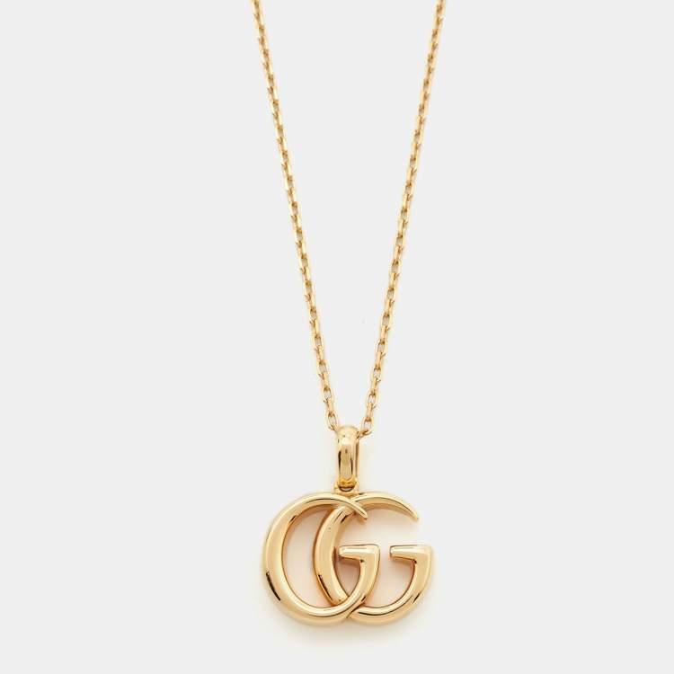 Pre Owned Gucci Double G 18k Yellow Gold Pendant Necklace