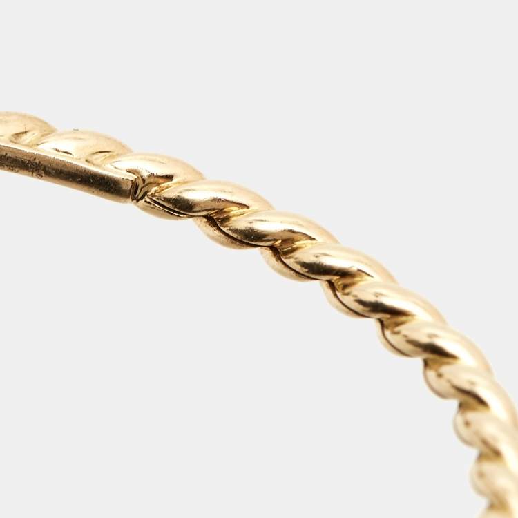 Pre Owned Gucci Marche des Merveilles Feline Diamond Aquamarine Pink Tourmaline 18K Yellow Gold Cuff Bracelet 16
