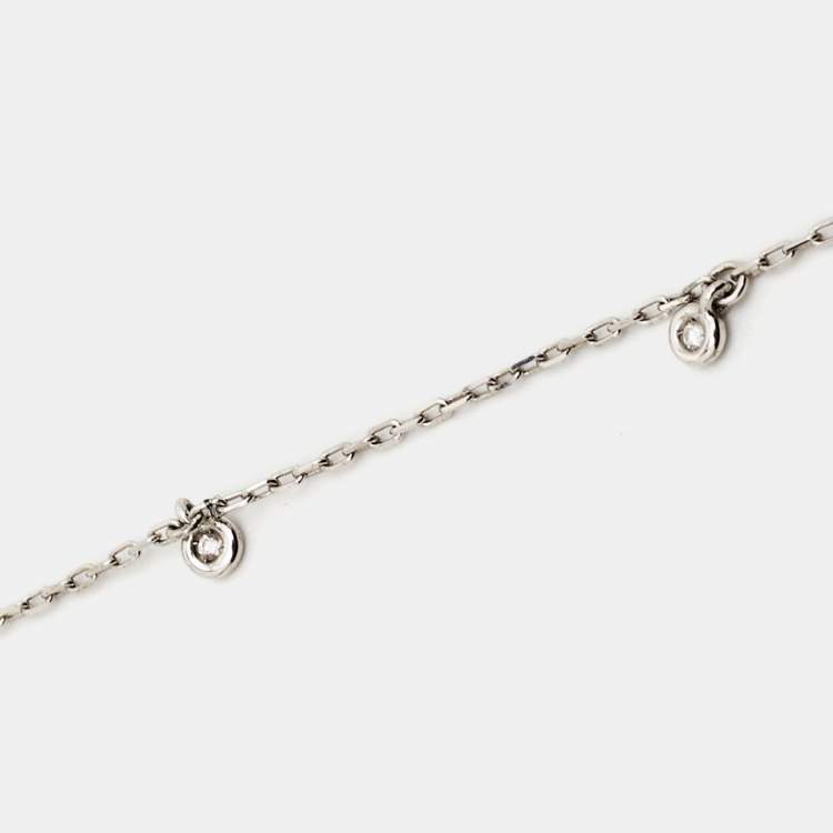Pre Owned Gucci GG Running Diamond 18K White Gold Station Necklace