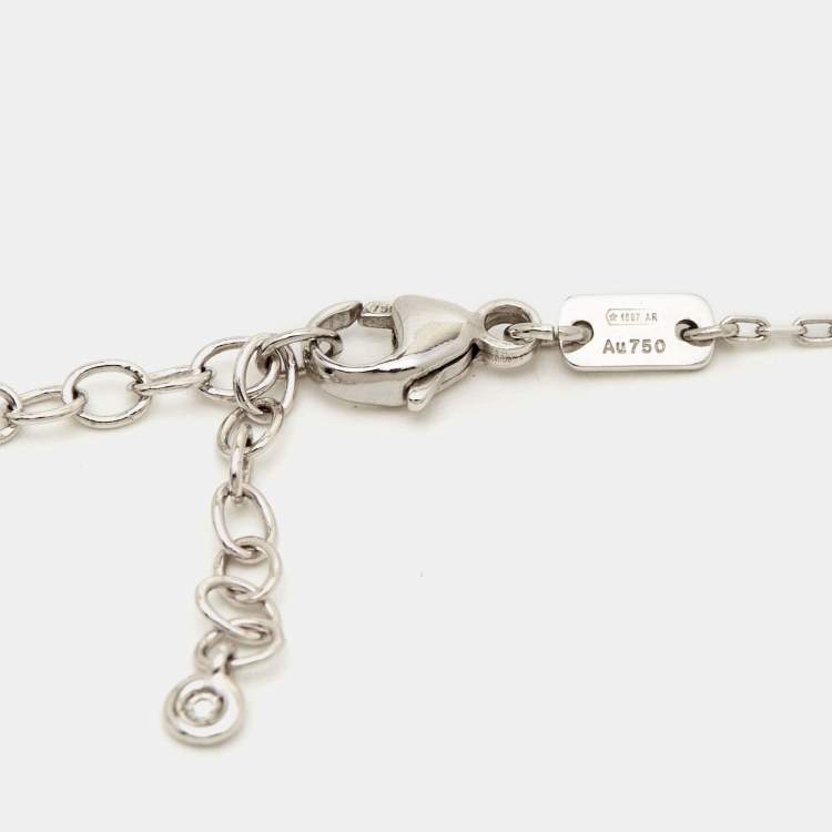Pre Owned Gucci GG Running Diamond 18K White Gold Station Necklace