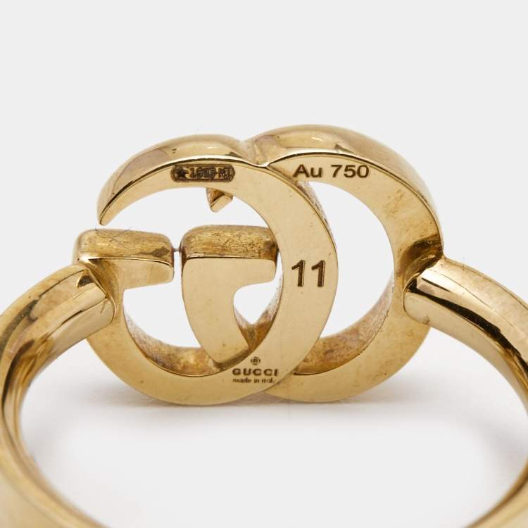 Pre Owned Gucci GG Marmont 18k Yellow Gold Ring Size 51