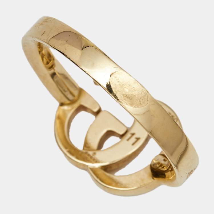 Pre Owned Gucci GG Marmont 18k Yellow Gold Ring Size 51