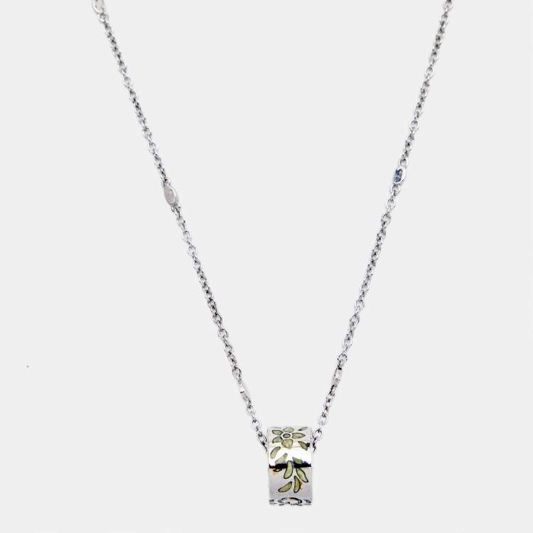 Pre Owned Gucci Icon Blossom Mother of Pearl 18k White Gold Necklace