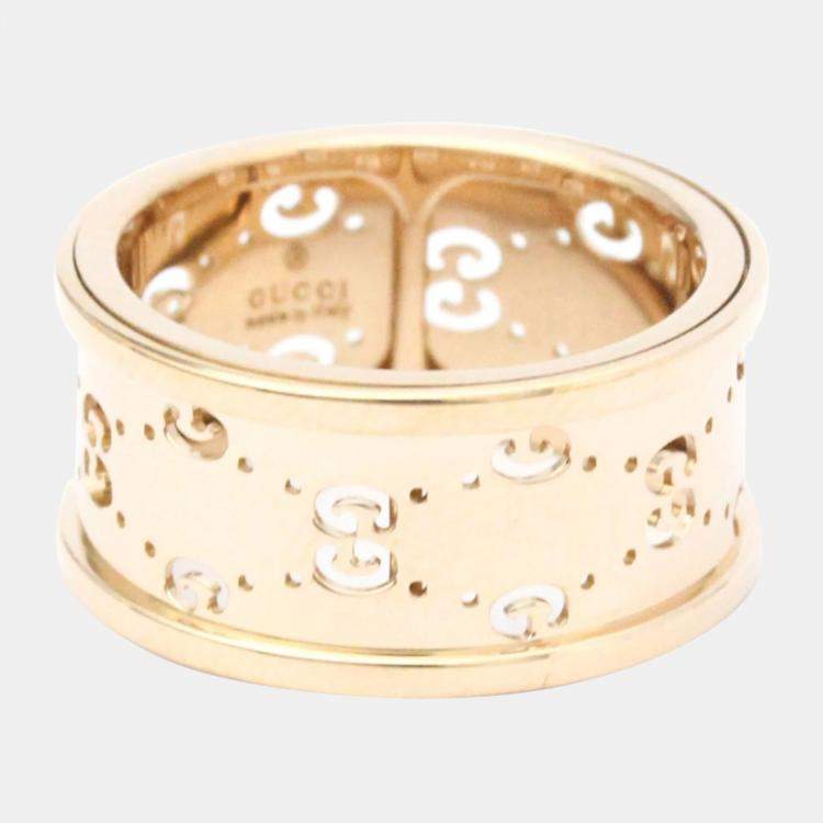 Pre Owned Gucci 18K Rose Gold Icon Band Ring EU 53