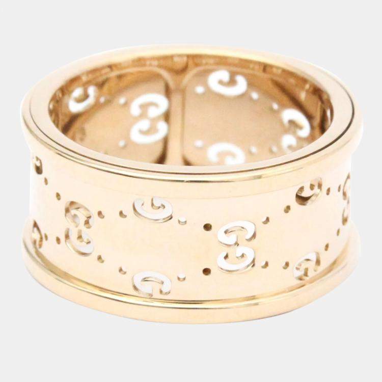 Pre Owned Gucci 18K Rose Gold Icon Band Ring EU 53