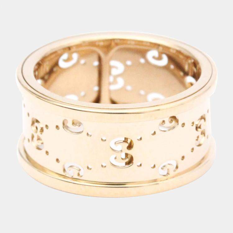 Pre Owned Gucci 18K Rose Gold Icon Band Ring EU 53