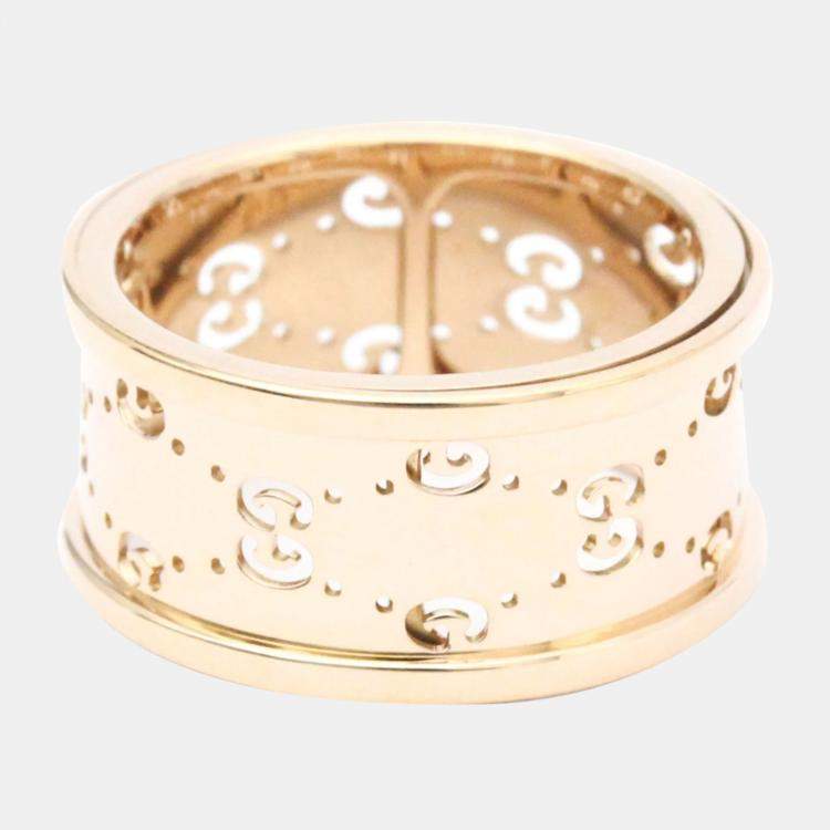 Pre Owned Gucci 18K Rose Gold Icon Band Ring EU 53