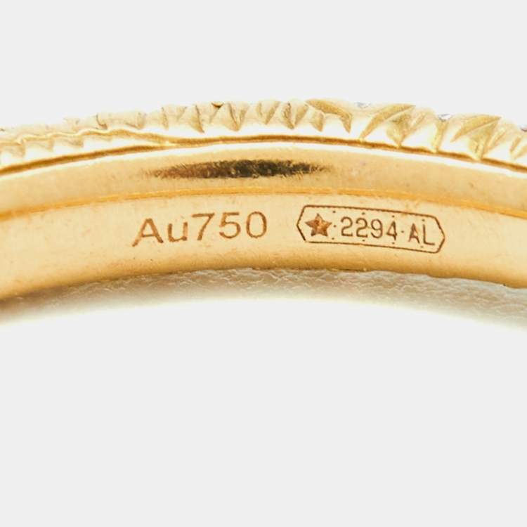 Pre Owned Gucci Ouroboros Diamond Pavé Snake 18k Yellow Gold Ring Size 52