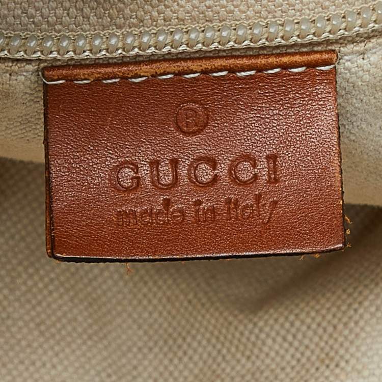 Pre Owned Gucci Navy Blue/Tan GG Nylon and Leather Hobo