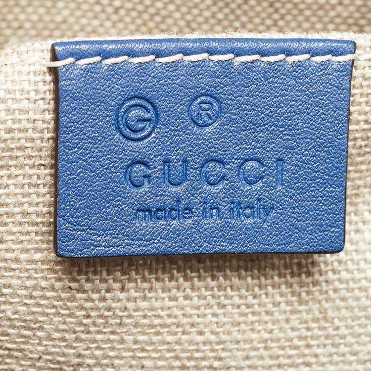 Pre Owned Gucci Blue Micro Guccissima Leather Bree Crossbody Bag
