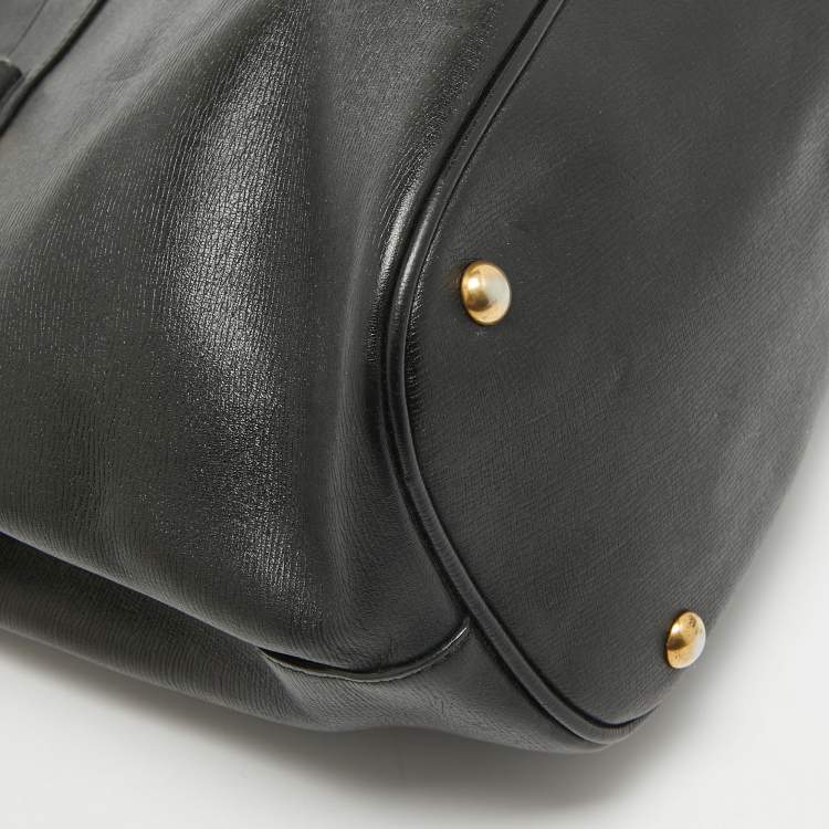Pre Owned Gucci Black Leather Horsebit Tote