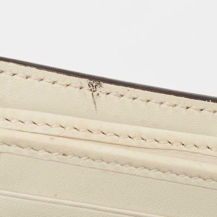Pre Owned Gucci White Leather Sylvie Trifold Wallet
