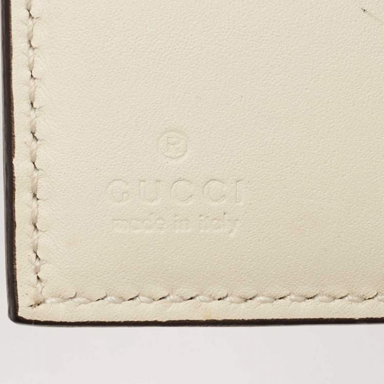 Pre Owned Gucci White Leather Sylvie Trifold Wallet