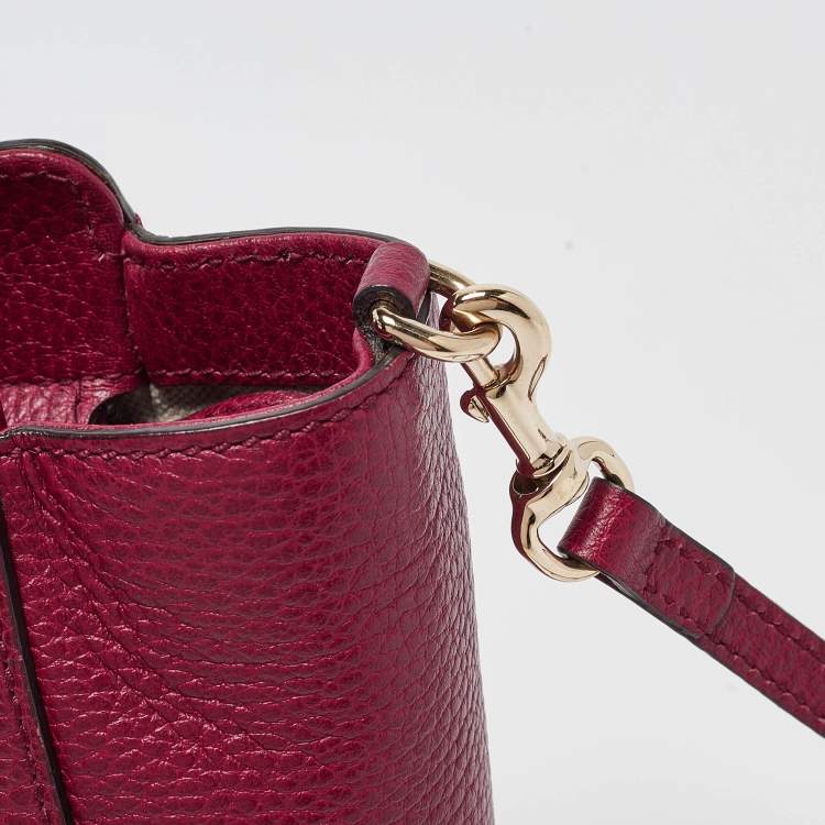 Pre Owned Gucci Red Leather Mini Swing Top Handle Bag