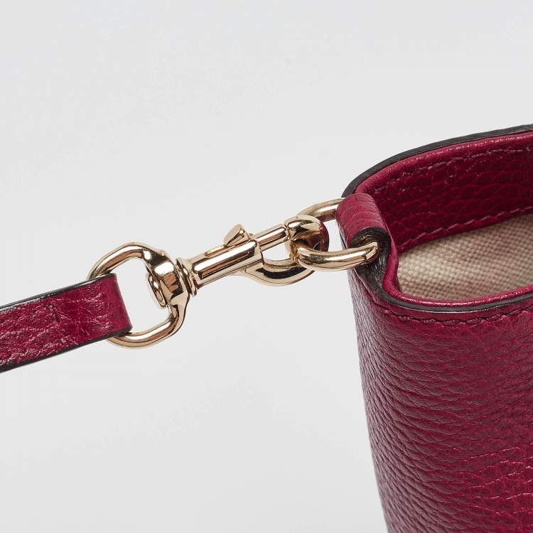 Pre Owned Gucci Red Leather Mini Swing Top Handle Bag