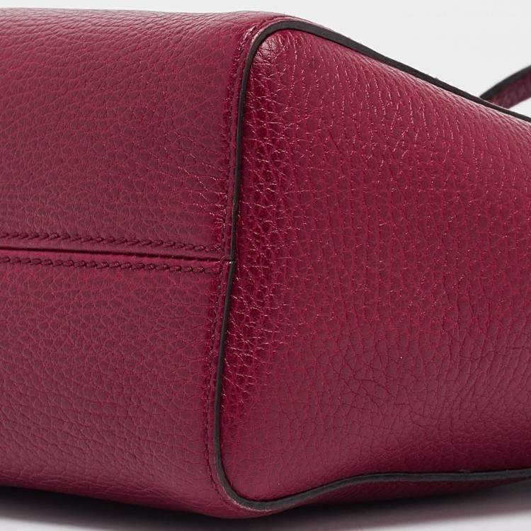 Pre Owned Gucci Red Leather Mini Swing Top Handle Bag