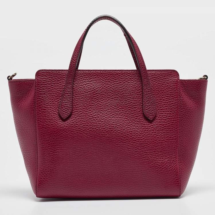 Pre Owned Gucci Red Leather Mini Swing Top Handle Bag