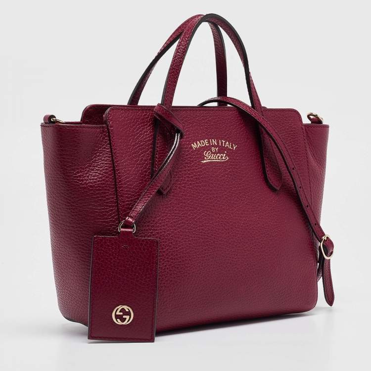 Pre Owned Gucci Red Leather Mini Swing Top Handle Bag