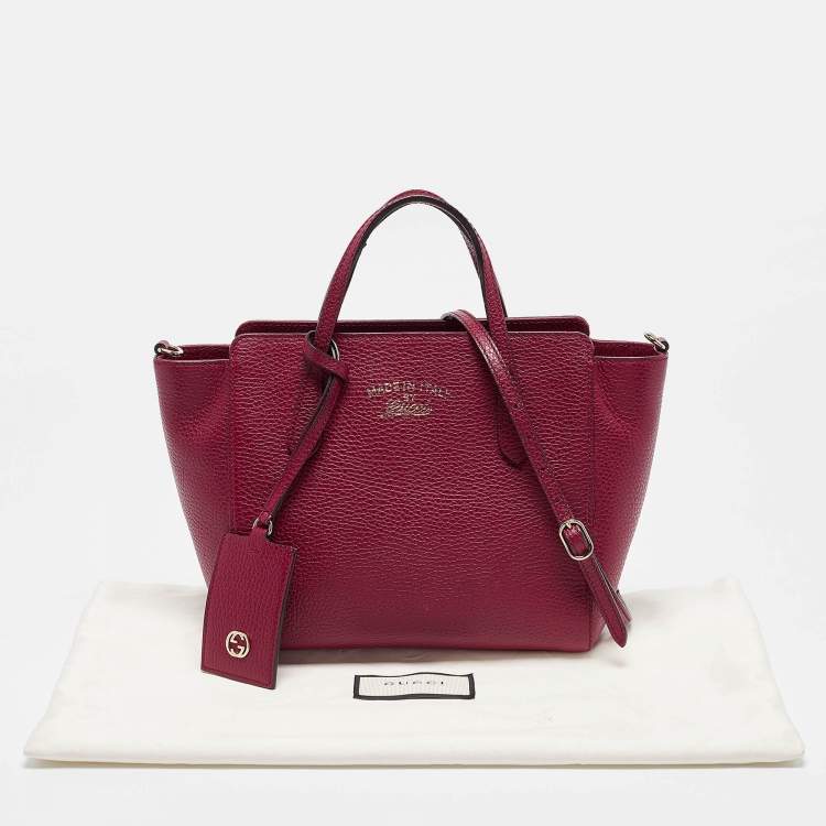 Pre Owned Gucci Red Leather Mini Swing Top Handle Bag