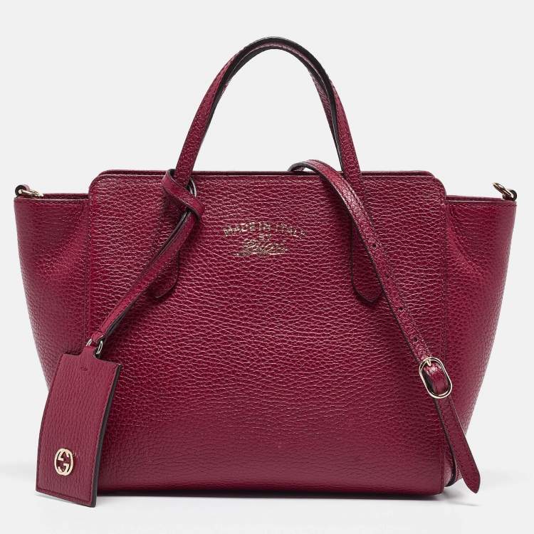 Pre Owned Gucci Red Leather Mini Swing Top Handle Bag