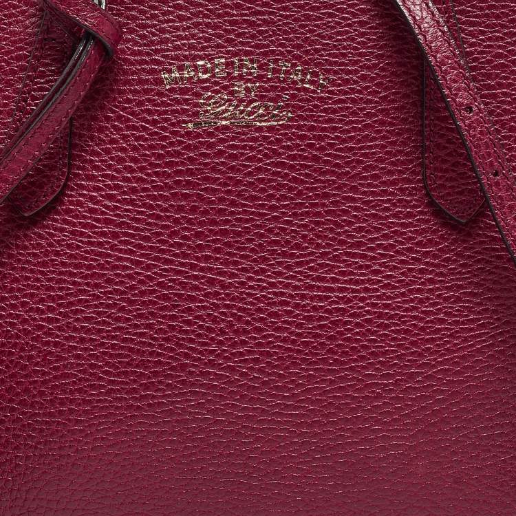 Pre Owned Gucci Red Leather Mini Swing Top Handle Bag