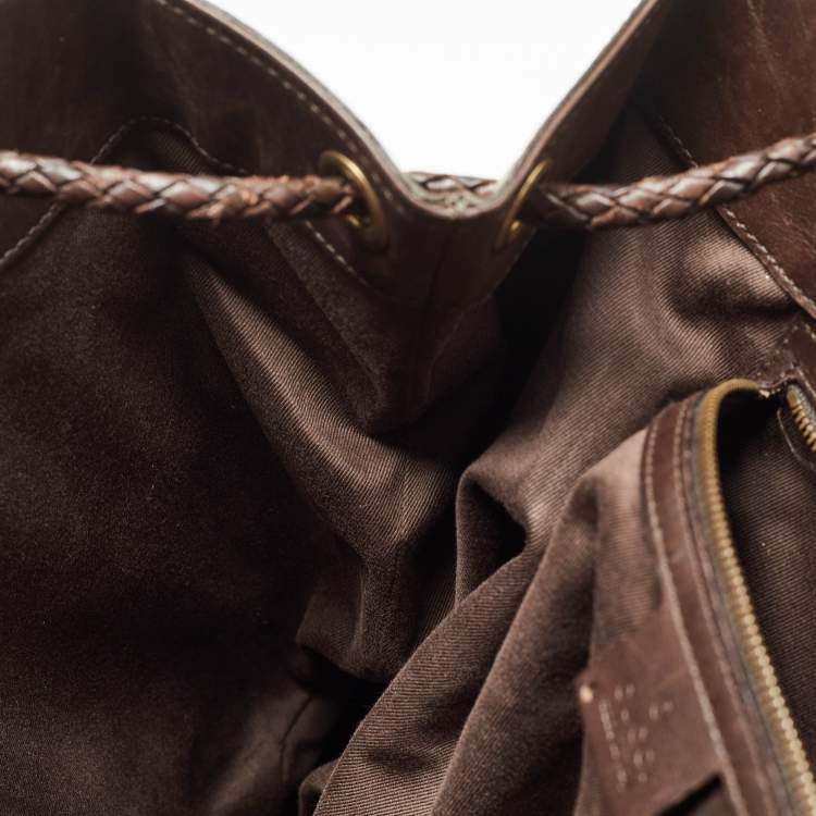 Pre Owned Gucci Brown/Beige GG Canvas and Leather Gifford Tote