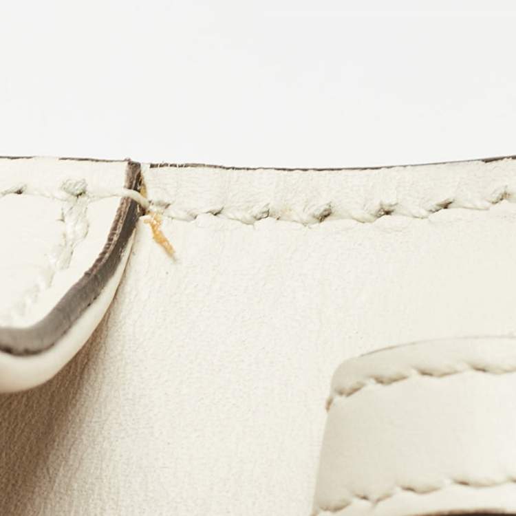 Pre Owned Gucci Off White Leather Mini Floral Patch Sylvie Top Handle Bag