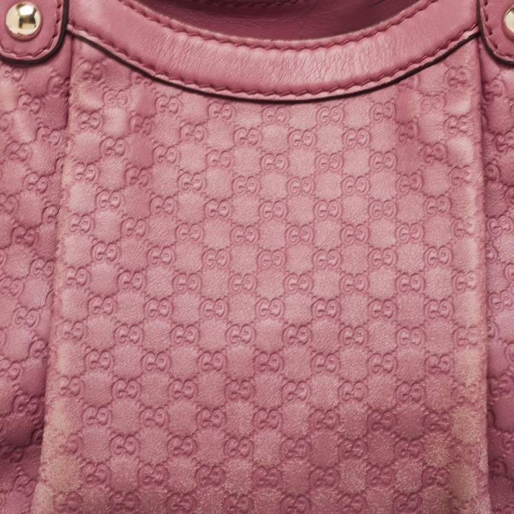 Pre Owned Gucci Dark Pink Guccissima Leather Medium Sukey Tote