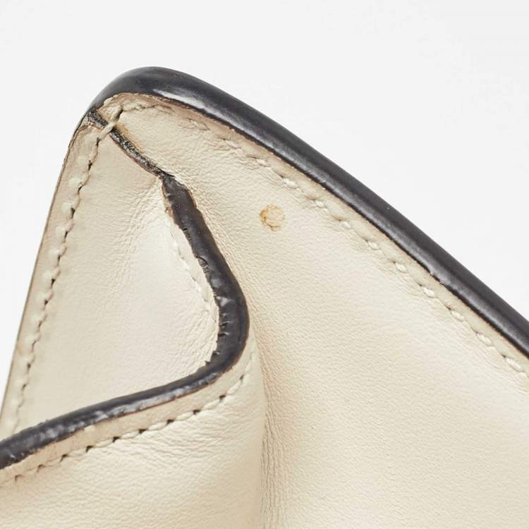 Pre Owned Gucci White Leather Mini Web Sylvie Top Handle Bag