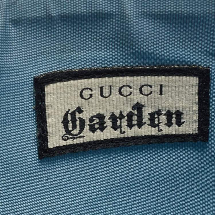 Pre Owned Gucci Purple/Gold Leather Garden Cat Zip Pouch
