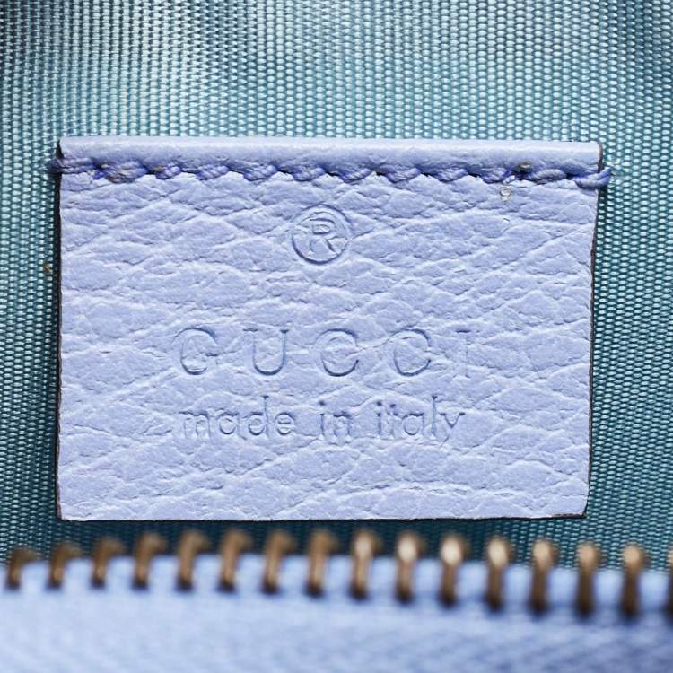 Pre Owned Gucci Purple/Gold Leather Garden Cat Zip Pouch