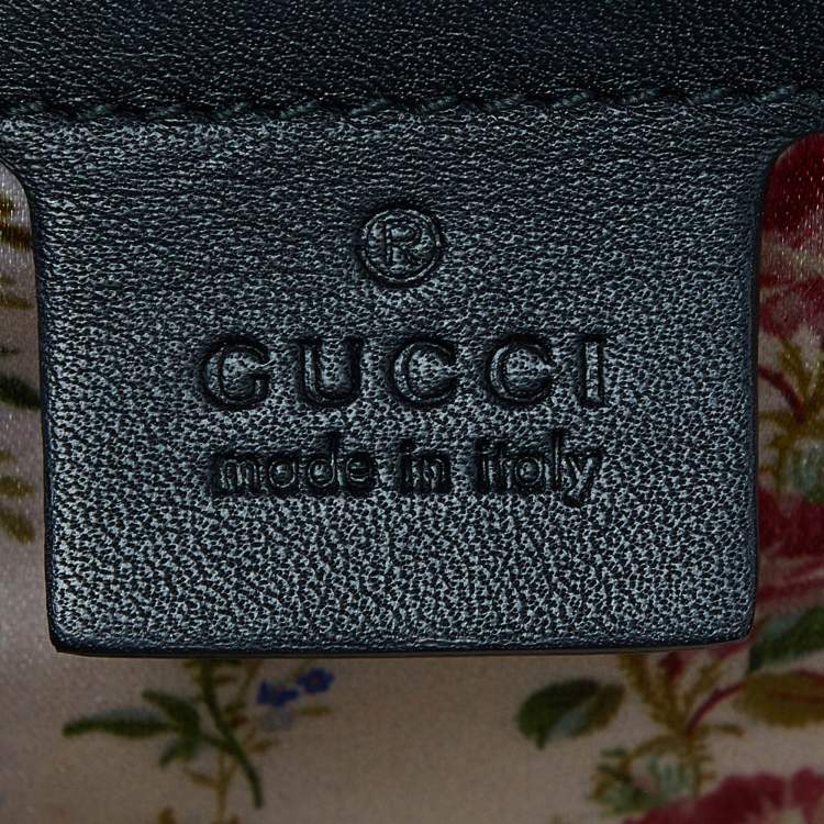 Pre Owned Gucci Black Leather Medium Thiara Lisse Cornice Crystal Bamboo Top Handle Bag