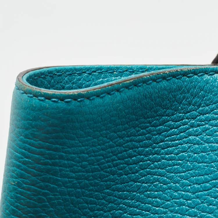 Pre Owned Gucci Green Leather Medium Swing Tote