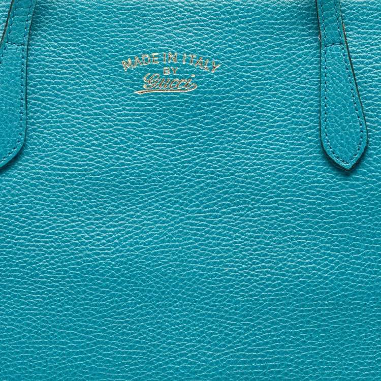 Pre Owned Gucci Green Leather Medium Swing Tote